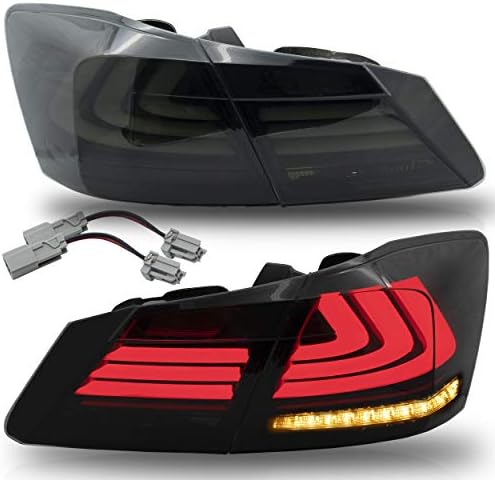 VLAND Tail lights Assembly Fit for 2008 2013 Honda Accord  Taill Lamp assembly with Turn Signal  Reverse Lights  LED DRL light  Plug and play Red & Smoked