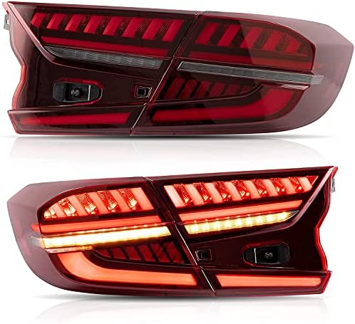 VLAND Tail lights Assembly Fit for 2008 2013 Honda Accord  Taill Lamp assembly with Turn Signal  Reverse Lights  LED DRL light  Plug and play Red & Smoked