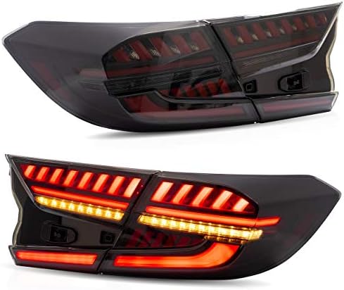 VLAND Tail lights Assembly Fit for 2008 2013 Honda Accord  Taill Lamp assembly with Turn Signal  Reverse Lights  LED DRL light  Plug and play Red & Smoked