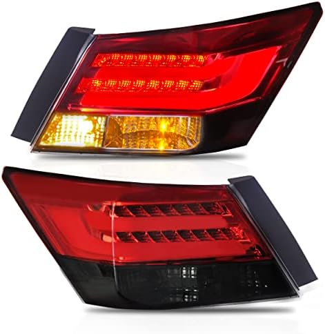 VLAND Tail lights Assembly Fit for 2008 2013 Honda Accord  Taill Lamp assembly with Turn Signal  Reverse Lights  LED DRL light  Plug and play Red & Smoked