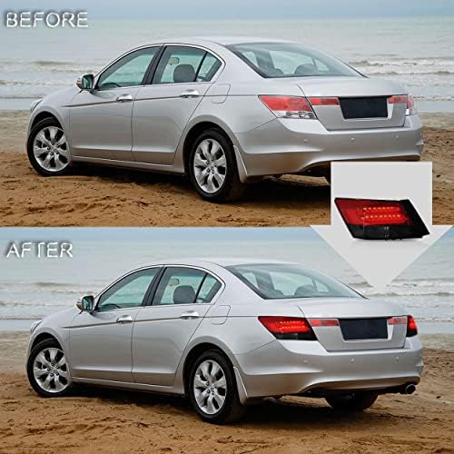 VLAND Tail lights Assembly Fit for 2008 2013 Honda Accord  Taill Lamp assembly with Turn Signal  Reverse Lights  LED DRL light  Plug and play Red & Smoked