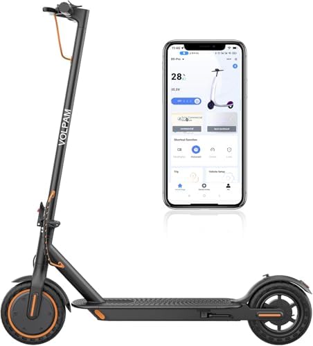 VOLPAM Electric Scooter  350W/500W Powerful Motor  8 5/10 Solid Tires  19/22Mph  28/23/21/16 Miles Max Range  Dual Braking