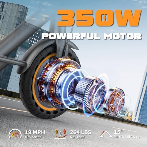 VOLPAM Electric Scooter  350W/500W Powerful Motor  8 5/10 Solid Tires  19/22Mph  28/23/21/16 Miles Max Range  Dual Braking