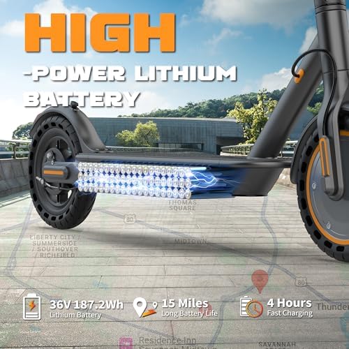 VOLPAM Electric Scooter  350W/500W Powerful Motor  8 5/10 Solid Tires  19/22Mph  28/23/21/16 Miles Max Range  Dual Braking