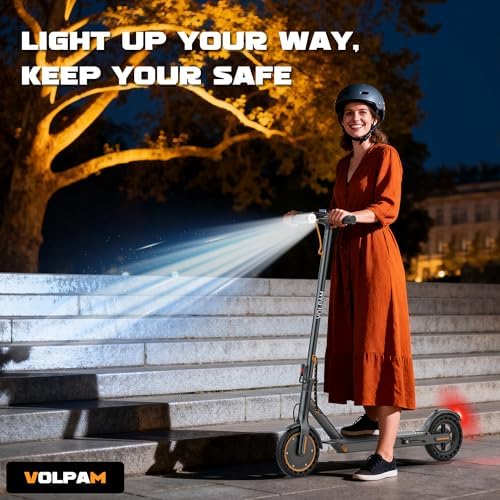 VOLPAM Electric Scooter  350W/500W Powerful Motor  8 5/10 Solid Tires  19/22Mph  28/23/21/16 Miles Max Range  Dual Braking
