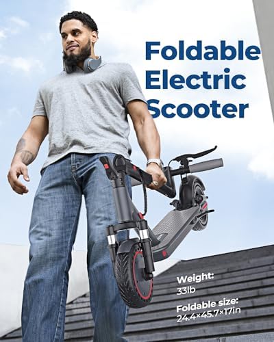 VOLPAM Electric Scooter  350W/500W Powerful Motor  8 5/10 Solid Tires  19/22Mph  28/23/21/16 Miles Max Range  Dual Braking