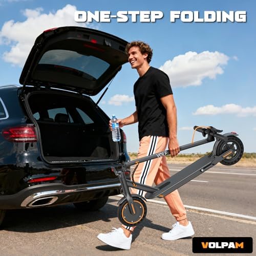 VOLPAM Electric Scooter  350W/500W Powerful Motor  8 5/10 Solid Tires  19/22Mph  28/23/21/16 Miles Max Range  Dual Braking