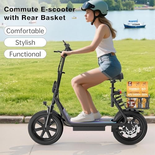VOLPAM Electric Scooter  350W/500W Powerful Motor  8 5/10 Solid Tires  19/22Mph  28/23/21/16 Miles Max Range  Dual Braking