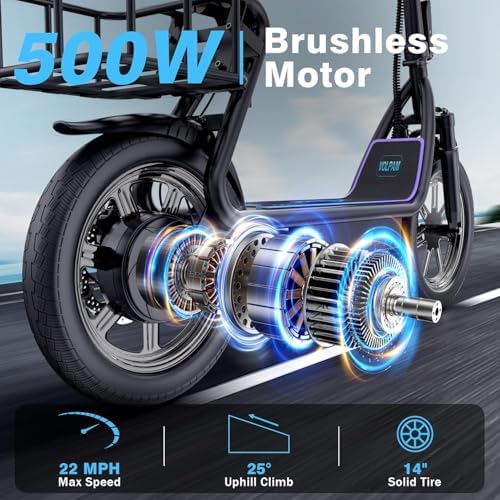 VOLPAM Electric Scooter  350W/500W Powerful Motor  8 5/10 Solid Tires  19/22Mph  28/23/21/16 Miles Max Range  Dual Braking