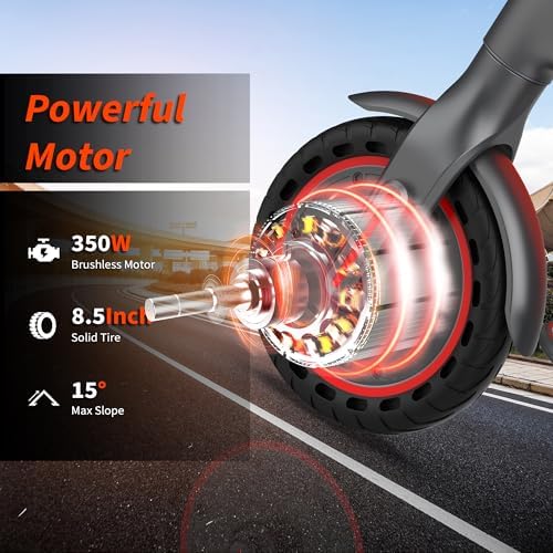 VOLPAM Electric Scooter  350W/500W Powerful Motor  8 5/10 Solid Tires  19/22Mph  28/23/21/16 Miles Max Range  Dual Braking