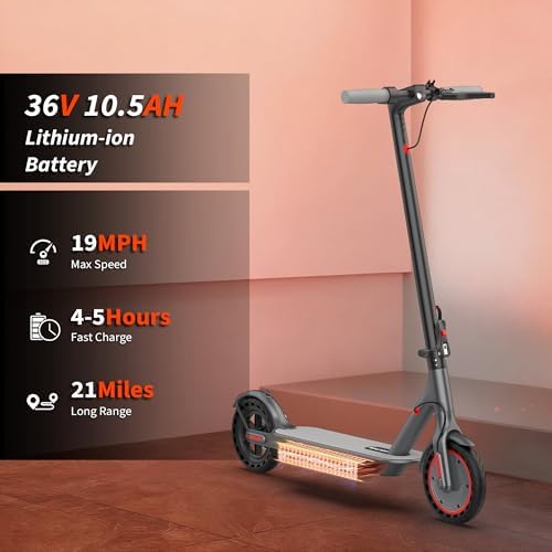 VOLPAM Electric Scooter  350W/500W Powerful Motor  8 5/10 Solid Tires  19/22Mph  28/23/21/16 Miles Max Range  Dual Braking