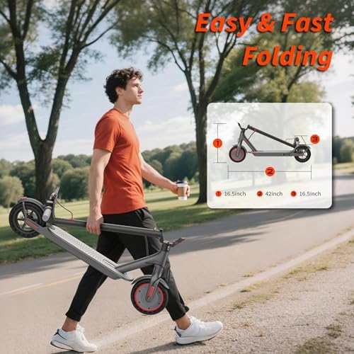 VOLPAM Electric Scooter  350W/500W Powerful Motor  8 5/10 Solid Tires  19/22Mph  28/23/21/16 Miles Max Range  Dual Braking