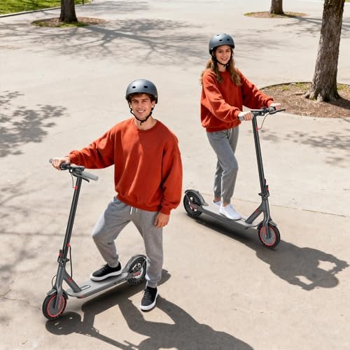 VOLPAM Electric Scooter  350W/500W Powerful Motor  8 5/10 Solid Tires  19/22Mph  28/23/21/16 Miles Max Range  Dual Braking