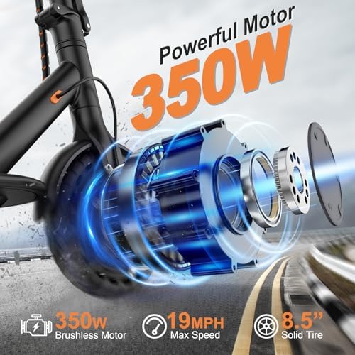 VOLPAM Electric Scooter  350W/500W Powerful Motor  8 5/10 Solid Tires  19/22Mph  28/23/21/16 Miles Max Range  Dual Braking