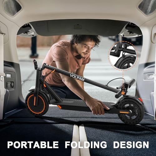 VOLPAM Electric Scooter  350W/500W Powerful Motor  8 5/10 Solid Tires  19/22Mph  28/23/21/16 Miles Max Range  Dual Braking