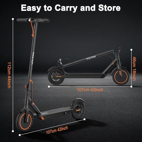 VOLPAM Electric Scooter  350W/500W Powerful Motor  8 5/10 Solid Tires  19/22Mph  28/23/21/16 Miles Max Range  Dual Braking