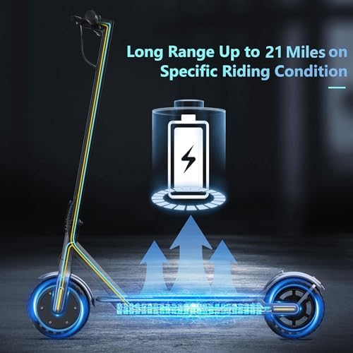 VOLPAM Electric Scooter  350W/500W Powerful Motor  8 5/10 Solid Tires  19/22Mph  28/23/21/16 Miles Max Range  Dual Braking
