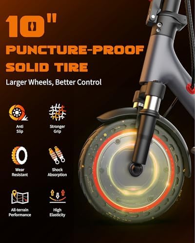 VOLPAM Electric Scooter  350W/500W Powerful Motor  8 5/10 Solid Tires  19/22Mph  28/23/21/16 Miles Max Range  Dual Braking