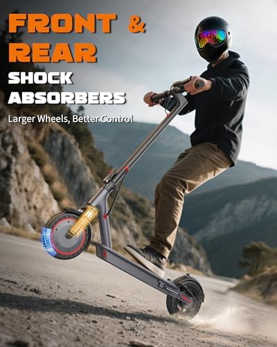 VOLPAM Electric Scooter  350W/500W Powerful Motor  8 5/10 Solid Tires  19/22Mph  28/23/21/16 Miles Max Range  Dual Braking