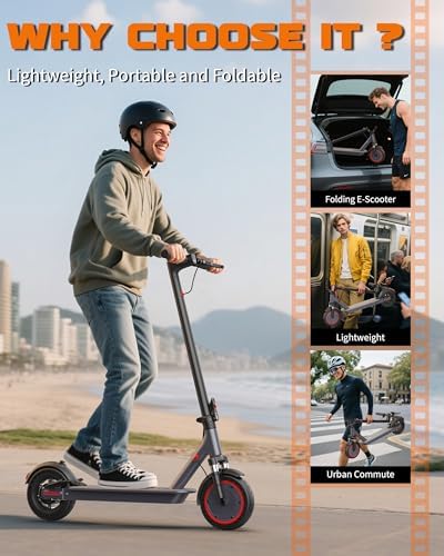 VOLPAM Electric Scooter  350W/500W Powerful Motor  8 5/10 Solid Tires  19/22Mph  28/23/21/16 Miles Max Range  Dual Braking