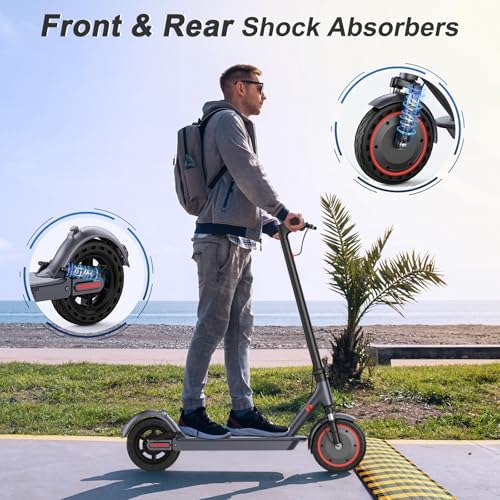 VOLPAM Electric Scooter  350W/500W Powerful Motor  8 5/10 Solid Tires  19/22Mph  28/23/21/16 Miles Max Range  Dual Braking