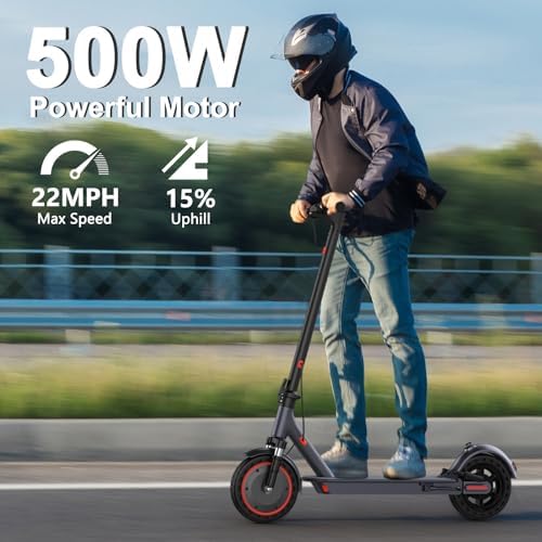 VOLPAM Electric Scooter  350W/500W Powerful Motor  8 5/10 Solid Tires  19/22Mph  28/23/21/16 Miles Max Range  Dual Braking