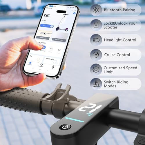 VOLPAM Electric Scooter  350W/500W Powerful Motor  8 5/10 Solid Tires  19/22Mph  28/23/21/16 Miles Max Range  Dual Braking