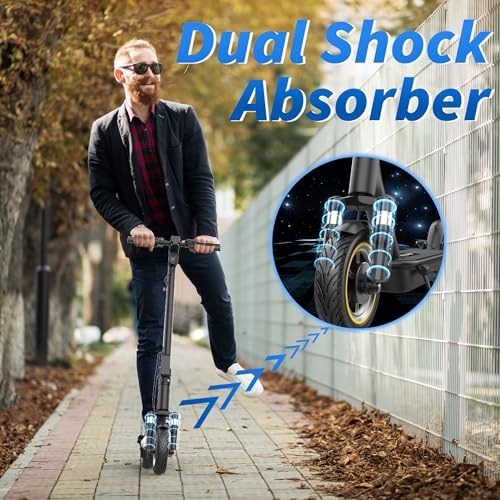 VOLPAM Electric Scooter  350W/500W Powerful Motor  8 5/10 Solid Tires  19/22Mph  28/23/21/16 Miles Max Range  Dual Braking