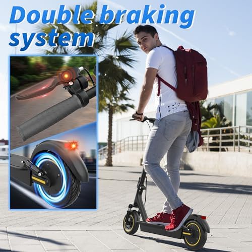 VOLPAM Electric Scooter  350W/500W Powerful Motor  8 5/10 Solid Tires  19/22Mph  28/23/21/16 Miles Max Range  Dual Braking