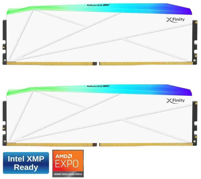 Módulo de memoria RAM U-DIMM V-COLOR Manta Xfinity RGB DDR5 de 32 GB (2 módulos de 16 GB) a 6000 MHz con XMP 3.0 y AMD EXPO CL30 de 1,35 V para juegos de escritorio, RGB, con chip SK Hynix - Blanco (TMXFL1660830WWK)