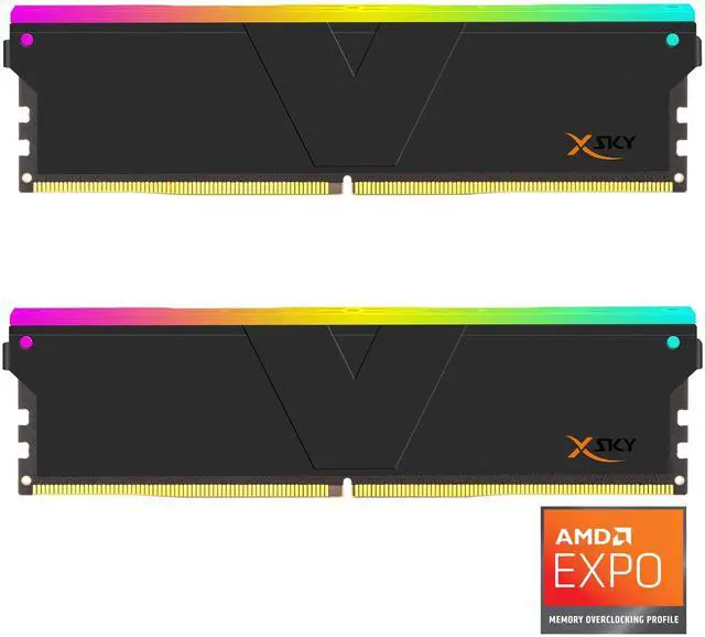 V COLOR Manta XSky DDR5 32GB  2x16GB  6000MHz CL30 SK Hynix IC RGB Gaming Desktop Memory Module Black  for AMD EXPO TMXSAL1660830KWK