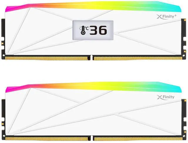V COLOR OLED XFinity  DDR5 32GB  2x16GB  6000MHz CL30 1 35V SK Hynix IC RGB Gaming Desktop Memory with Built in Panel  White  for AMD EXPO  OTMXFAL1660830WWK
