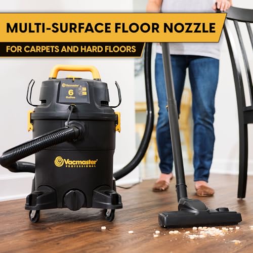 Vacmaster VK609PFR 0201 6 Gallon 5 5 Peak HP 3 in 1 Wet/Dry/Upholstery Shampoo Vacuum Cleaner