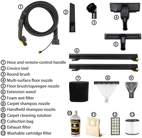 Vacmaster VK609PFR 0201 6 Gallon 5 5 Peak HP 3 in 1 Wet/Dry/Upholstery Shampoo Vacuum Cleaner