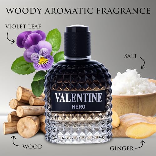 Valentine Nero for Men   Woody Aromatic Fragrance with Floral and Mineral Notes   Masculine Scent   100ml