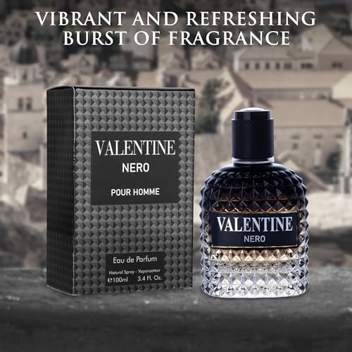 Valentine Nero for Men   Woody Aromatic Fragrance with Floral and Mineral Notes   Masculine Scent   100ml