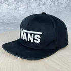 Vans Off the Wall Snap Back Black Cap White Embroidered Logo Checkered Underbill