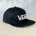 Vans Off the Wall Snap Back Black Cap White Embroidered Logo Checkered Underbill