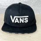 Vans Off the Wall Snap Back Black Cap White Embroidered Logo Checkered Underbill