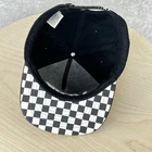 Vans Off the Wall Snap Back Black Cap White Embroidered Logo Checkered Underbill
