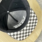 Vans Off the Wall Snap Back Black Cap White Embroidered Logo Checkered Underbill