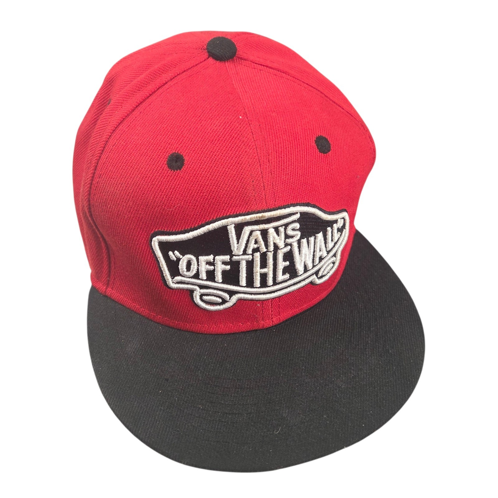 Vans Red Off The Wall Flat Bill Cap Hat SnapBack Skate Wear