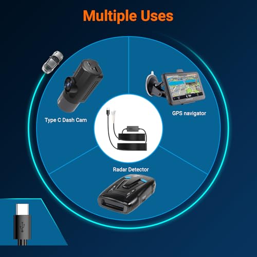 Vantrue 11 5ft USB C Hardwire Kit  12V 24V to 5V  with Acc Functionality  Low Voltage Protection for N4 S /N4 Pro S /N5 S /N2X/E1 Pro/E360/ACE/E1 Lite/E2/S1 Pro MAX