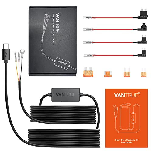 Vantrue 11 5ft USB C Hardwire Kit  12V 24V to 5V  with Acc Functionality  Low Voltage Protection for N4 S /N4 Pro S /N5 S /N2X/E1 Pro/E360/ACE/E1 Lite/E2/S1 Pro MAX