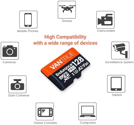 Vantrue 512GB microSDXC UHS I U3 4K UHD Video High Speed Transfer Monitoring SD Card with Adapter for Dash Cams  Body Cams  Action Camera  Surveillance & Security Cams