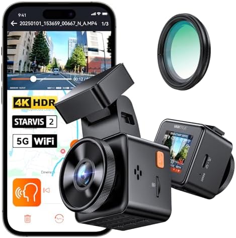 Vantrue E1 Pro 4K Mini Dash Cam Front  STARVIS 2 PlatePix HDR Night Vision Car Camera  Built in 5G WiFi GPS  1 54 IPS Screen  Voice Control  24/7 Buffered Parking Mode  Support 1TB Max