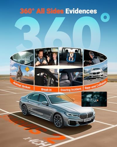 Vantrue N5S 4 Channel 360 Degree WiFi Dash Cam  STARVIS 2  IR Night Vision  2 7K 1080P 2 1440P Front Rear Inside Dashcam  Voice Control  GPS  24 Hours Parking Mode  IR Night Vision  Support 1TB Max