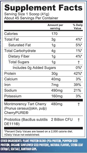 Vega Sport Vegan Protein Powder   Recovery   30g Plant Based Protein per Serving  Vanilla  45 Servings  5g BCAAs  Probiotics  NSF Certified  for Shakes & Smoothies  4 1lbs  Packaging May Vary