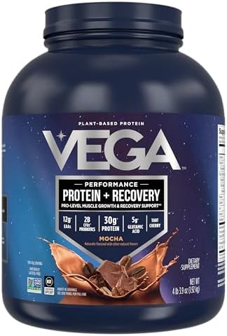 Vega Sport Vegan Protein Powder   Recovery   30g Plant Based Protein per Serving  Vanilla  45 Servings  5g BCAAs  Probiotics  NSF Certified  for Shakes & Smoothies  4 1lbs  Packaging May Vary