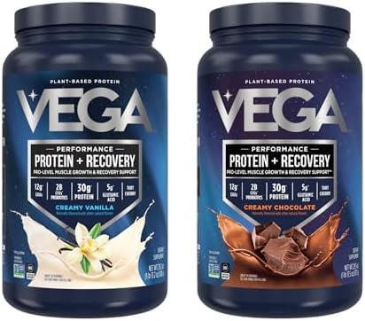 Vega Sport Vegan Protein Powder   Recovery   30g Plant Based Protein per Serving  Vanilla  45 Servings  5g BCAAs  Probiotics  NSF Certified  for Shakes & Smoothies  4 1lbs  Packaging May Vary